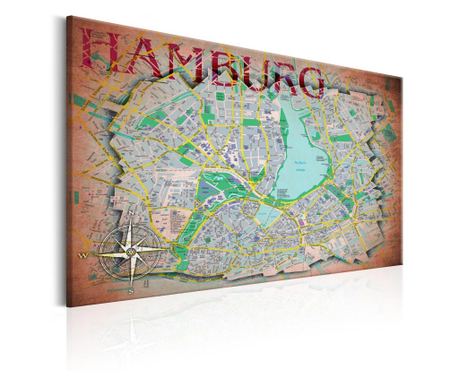 Картина Artgeist Map of Hamburg 60 x 40 см Vivre