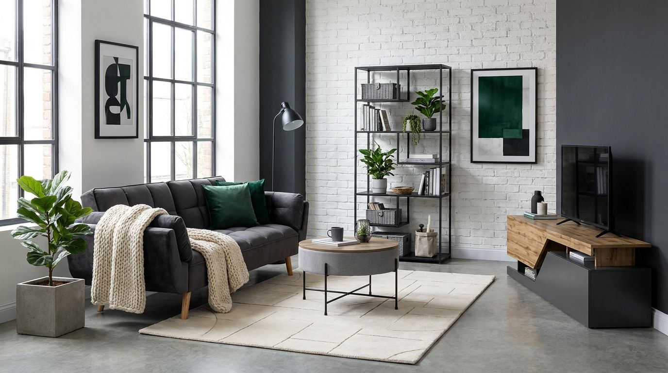 living-room - industrial, scandinavian