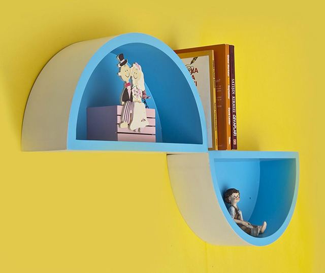 Set 2 etajere semirotunde albastre