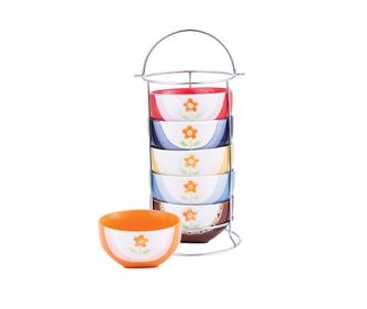 Set de 6  boluri Flower cu suport