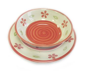 Set de 3 farfurii Red Flowers