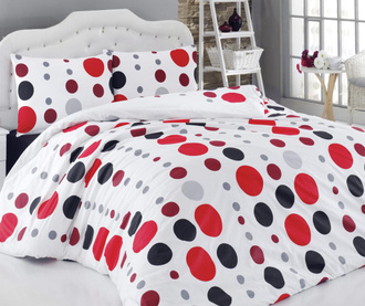 Lenjerie double Dots White Red
