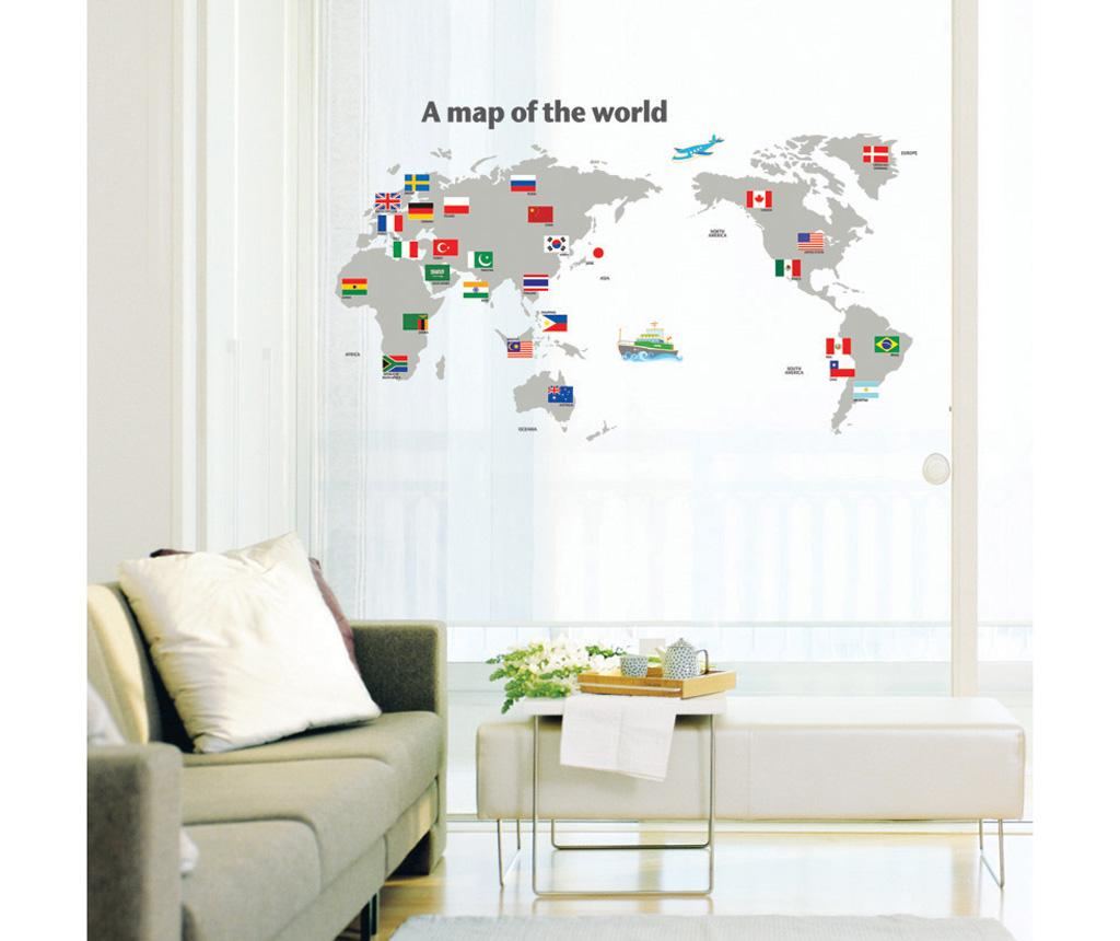 Sticker decorativ World Map and Flags - Vivre