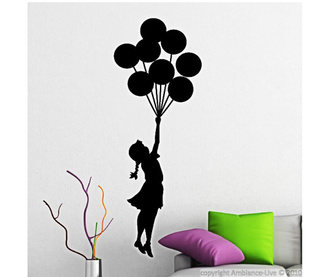 Sticker decorativ Little Girl and Baloons