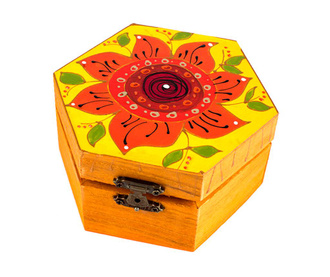 Cutiuta din lemn Red Flower 6.5x6.5cm