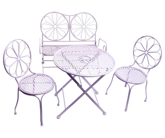 Set masa, scaun si bancuta copii Purple Daisy
