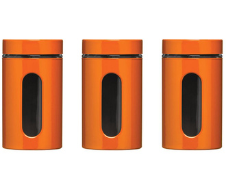 Set 3 borcane cu capac Orange Glass