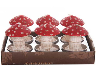 Set 6 sveč Mushrooms