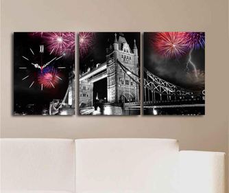 Night Bridge 3 db Kép órával 30x40 cm
