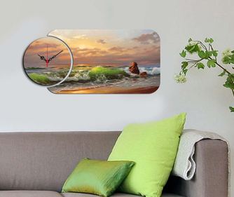 Картина с часовник Sea Side 32x68 см