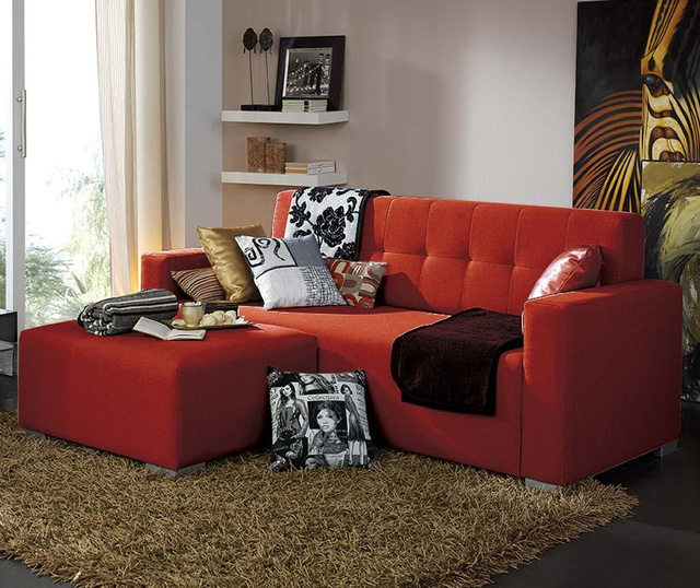 Set canapea 2 locuri si taburet Fancy Red