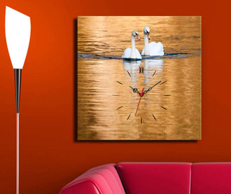 Slika z uro White Swans 45x45 cm