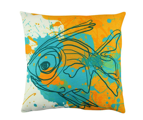 Fish Drawing Orange Díszpárna 43x43 cm