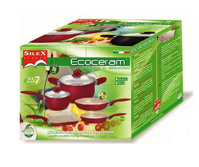 Комплект съдове за готвене 7 части Ecoceram Rubino