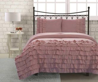 Lenjerie de pat Double Ranforce Ruffle Peach