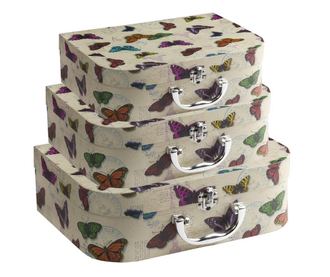 Set 3 cutii tip valiza Butterflies