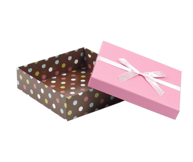 Set 4 cutii cu capac Polka Dots Square Blue Pink