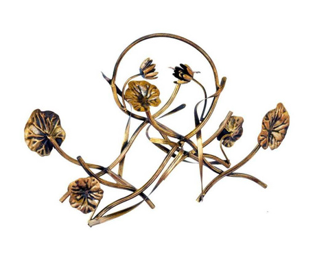 Suport pentru sticle Bettina, Gold Leaves, otel ST3S, 30x46x17 cm