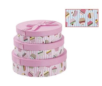 Set 3 cutii cu capac Cupcakes Blue