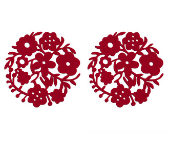 Set 2 suporturi farfurii Red Flower 25 cm