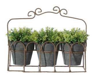 Jardiniera cu 3 ghivece si plante artificiale Soft Green