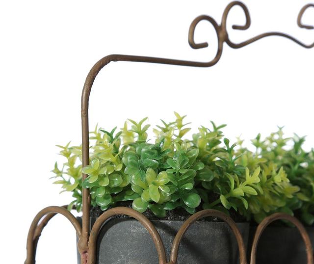 Jardiniera cu 3 ghivece si plante artificiale Soft Green