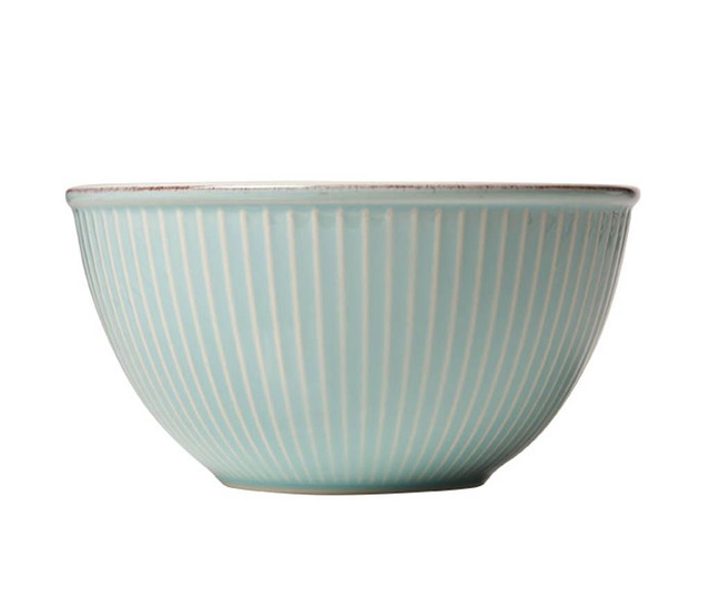 Bol pentru salata Cosy & Trendy, Little Stripes Blue, ceramica, albastru, 16x16x8 cm