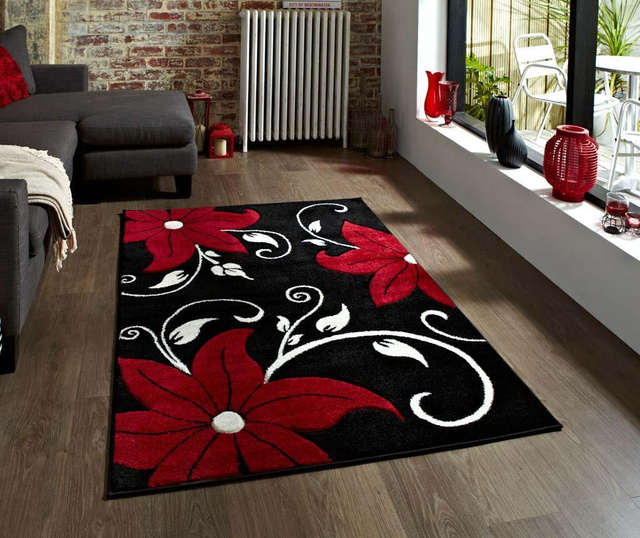 Covor Think Rugs, Verona Black and Red, 60x120 cm