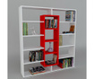 Corp biblioteca Wooden Art, Center Red White, PAL melaminat, 136x125x22 cm, alb rosu