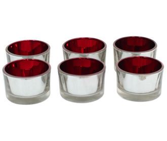 Set 6 suporturi pentru lumanare Red Glass