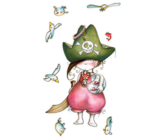 Sticker Little Pirate Lady & Seaguls