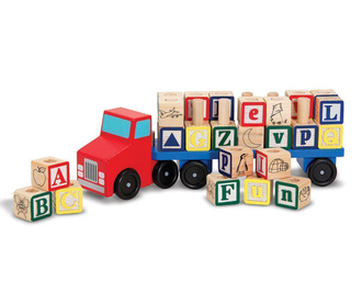 Set camion de jucarie si 28 cuburi Alphabet