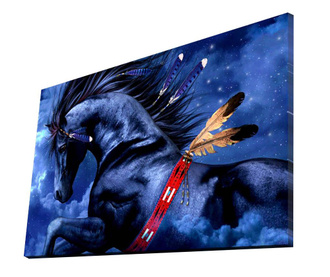 Tablou cu LED-uri Ledda, Midnight Stallion, canvas din 100% bumbac, 45x70 cm
