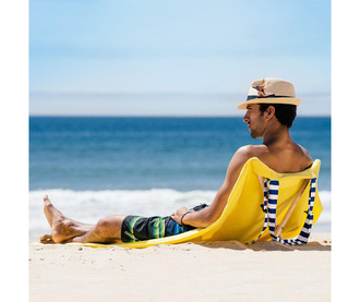 Prosop de plaja cu spatar Yellow Blue Stripes