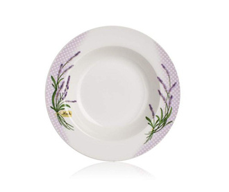 Farfurie adanca Banquet, Dotty Lavender, portelan, alb, 22x22x4 cm