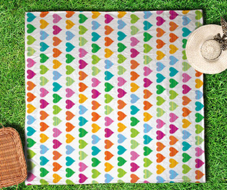 Patura pentru picnic Rainbow Hearts 150x150 cm