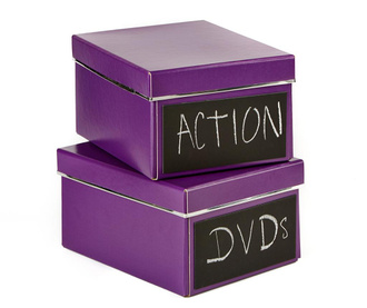 Set 2 cutii cu capac pentru DVD-uri Emelie Purple