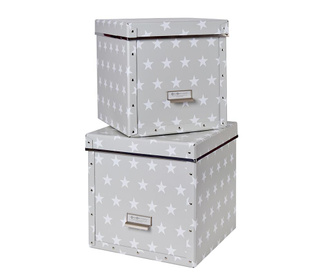 Set 2 cutii cu capac pentru depozitare Assar Light Grey