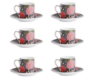 Set cesti de cafea cu farfurioare 12 piese Pivoine 80 ml