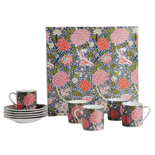 Set cesti de cafea cu farfurioare 12 piese Pivoine 80 ml