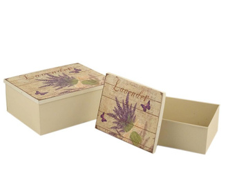 Set 2 kutije s poklopcem Lavender Bouquet Rectangle