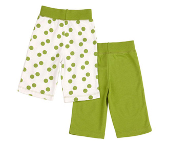 Set 2 perechi de pantaloni 3 sferturi Green Pea 9-12 luni