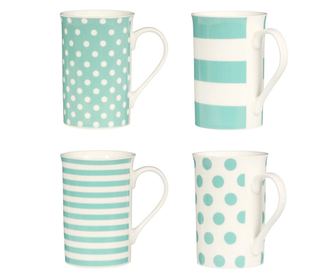 Set 4 cani Spots & Stripes Turquoise 270 ml