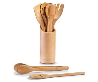 Set suport cu 6 ustensile Bamboo