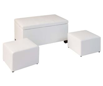 Set bancheta cu 2 taburete Sonia White