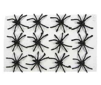 Set 12 decoratiuni Glitter Spiders