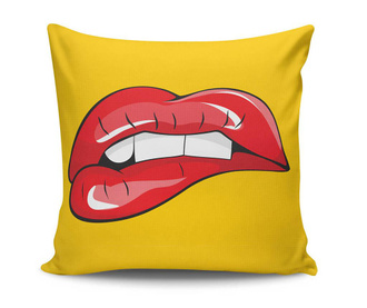 Perna decorativa Kissy, Red Lips, bumbac, poliester, 45x45 cm
