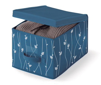 Shranjevalna škatla s pokrovom Leaves Blue S