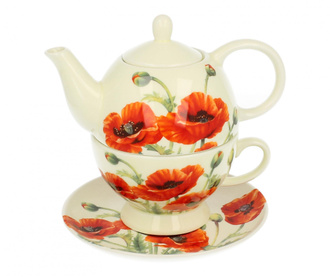 Set čajnika s skodelico in krožničkom Beautiful Poppies