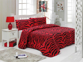 Set s prešitim posteljnim pregrinjalom Double Zebra Pattern Red